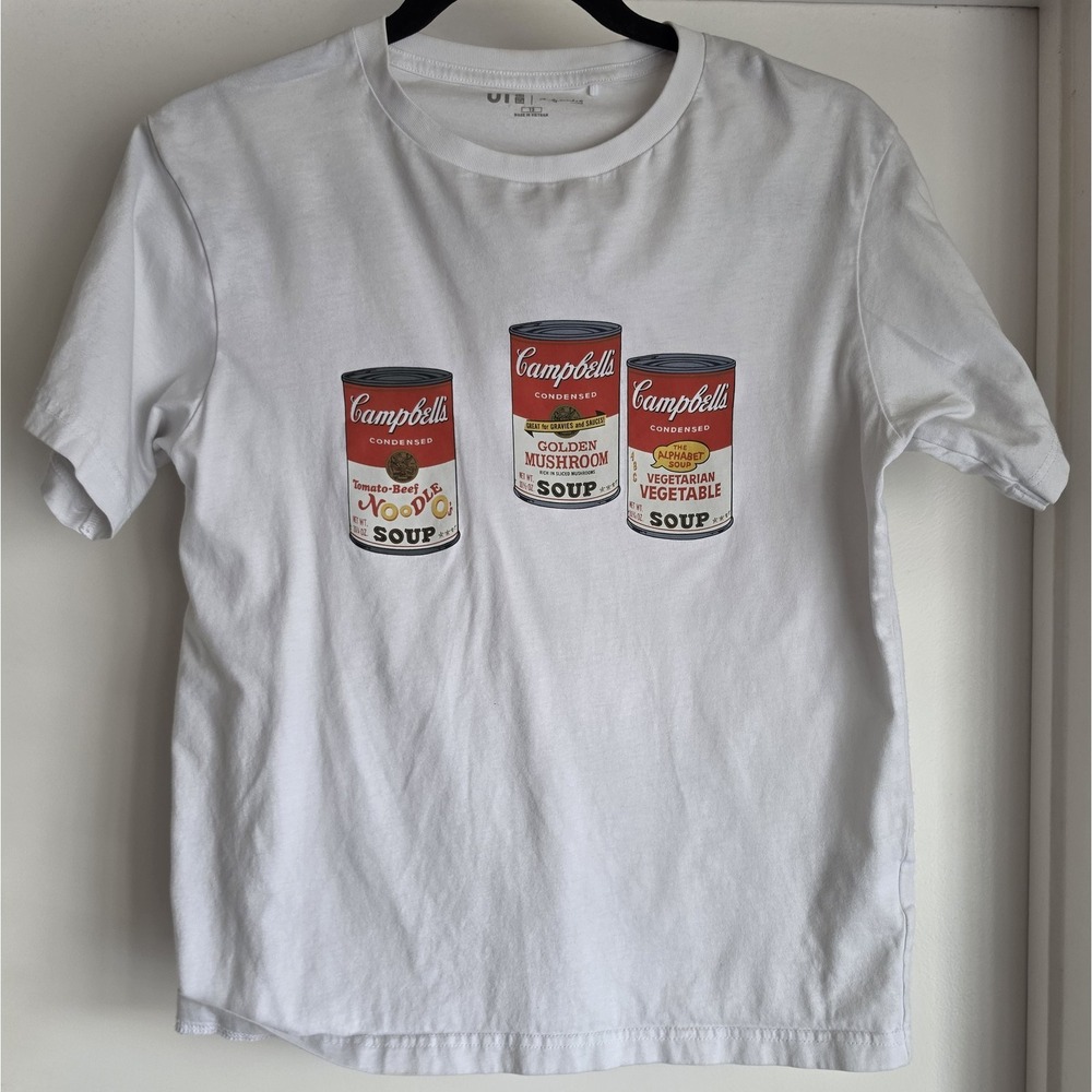 Uniqlo Kids T-Shirt Size 13 White Andy Warhol Campbells Soup Can Cotton Tee